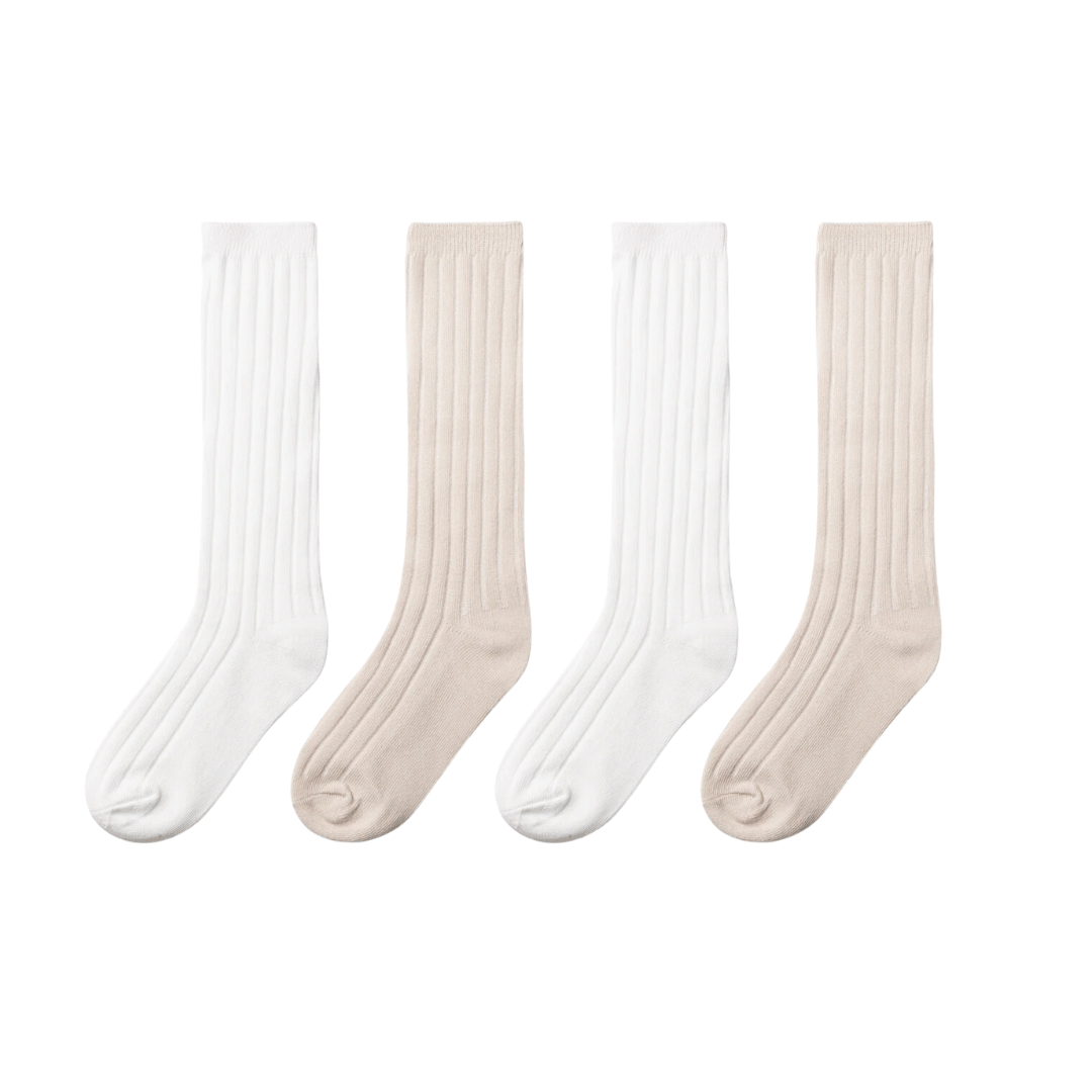 4 Pack  Neutral Knee High Socks