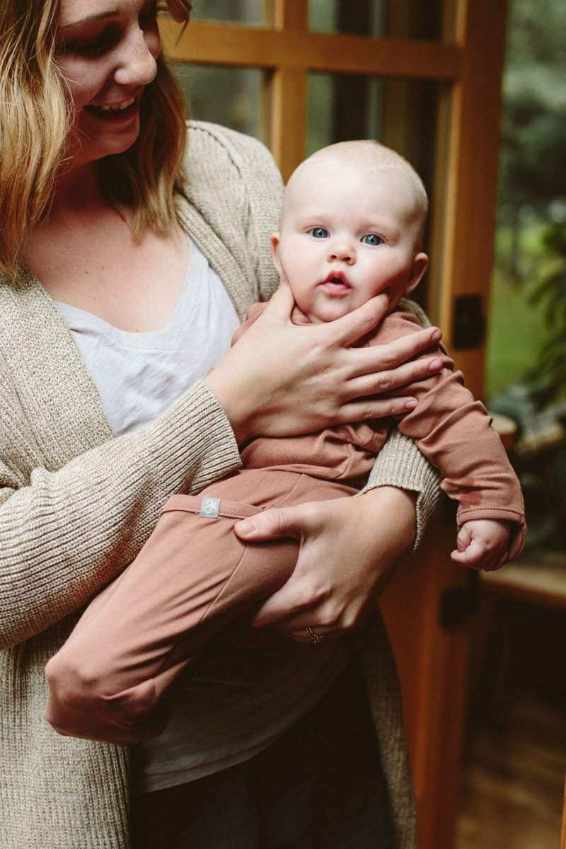 24 HOUR CONVERTIBLE GOWN in dusty rose, a soft solid-color baby outfit with long sleeves and covered feet