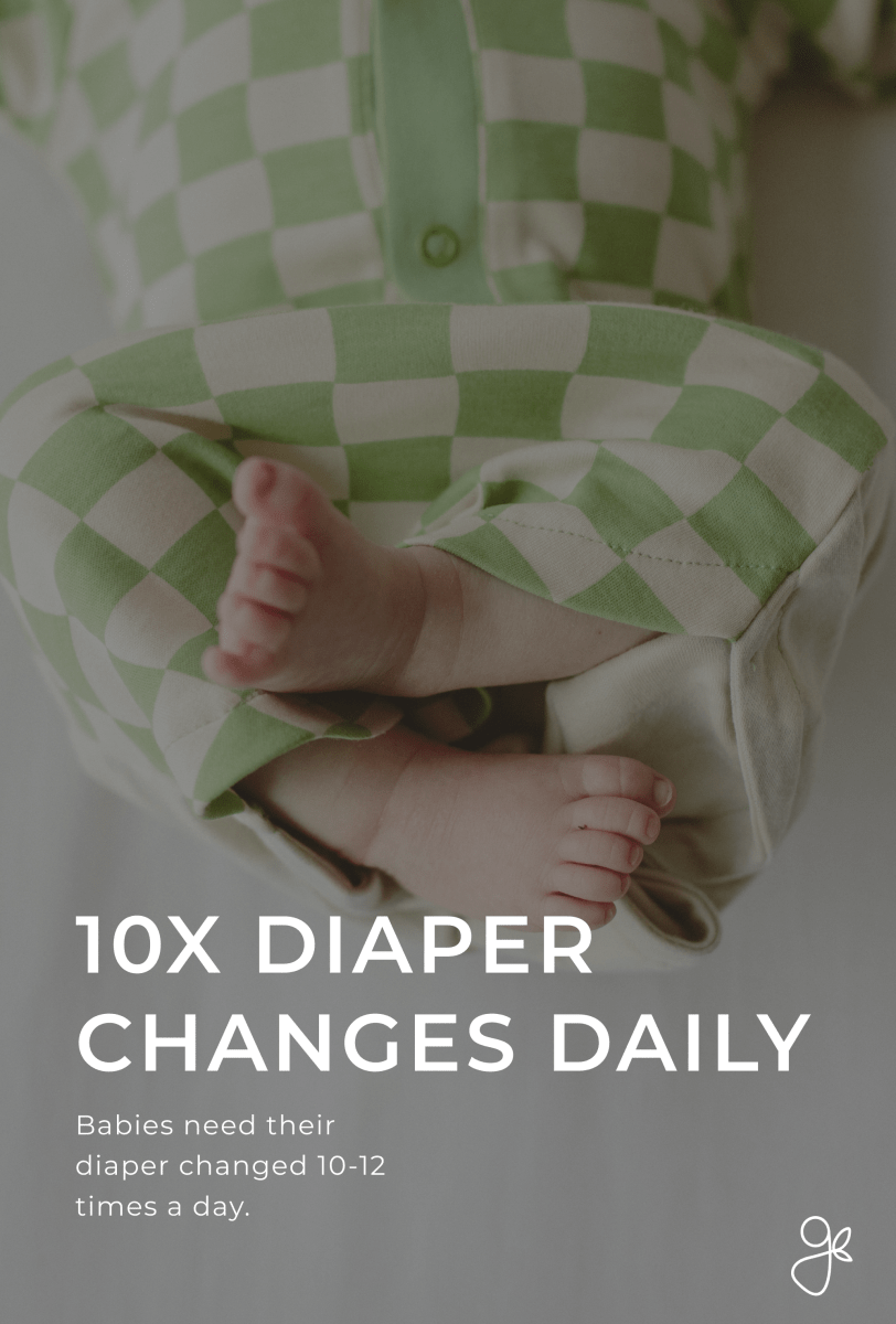 24 HOUR CONVERTIBLE GOWN in sage green and cream checkerboard fabric, with a fold-up hem revealing a baby's feet