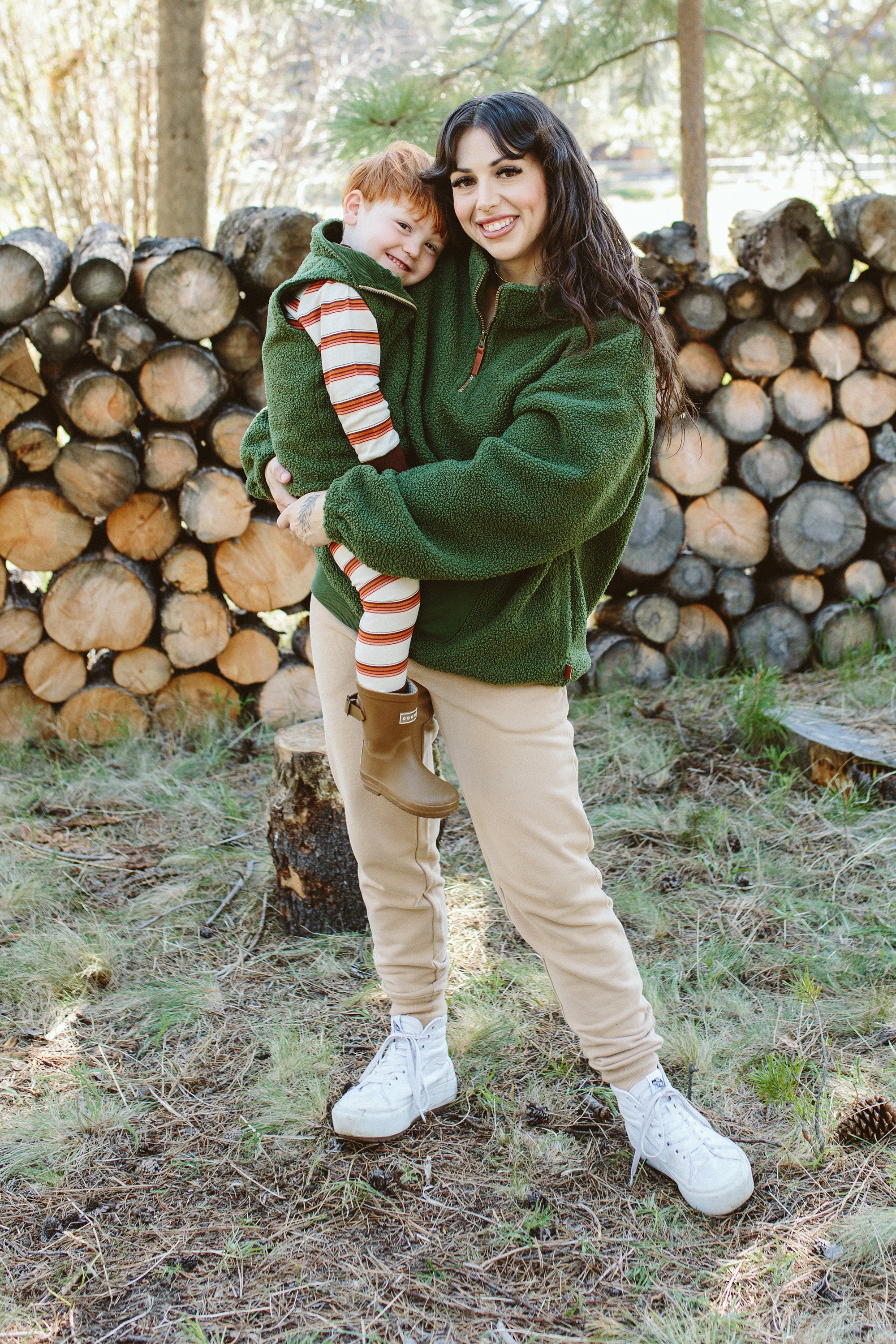 ADULT SHERPA ZIP PULLOVER | SPRUCE – goumikids