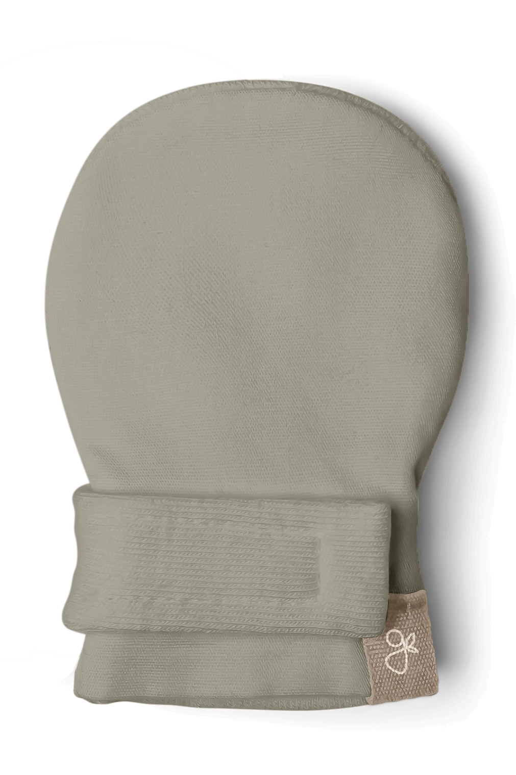 Goumi_Preemie_Mitts_Moss_Front_Tan_Label.png