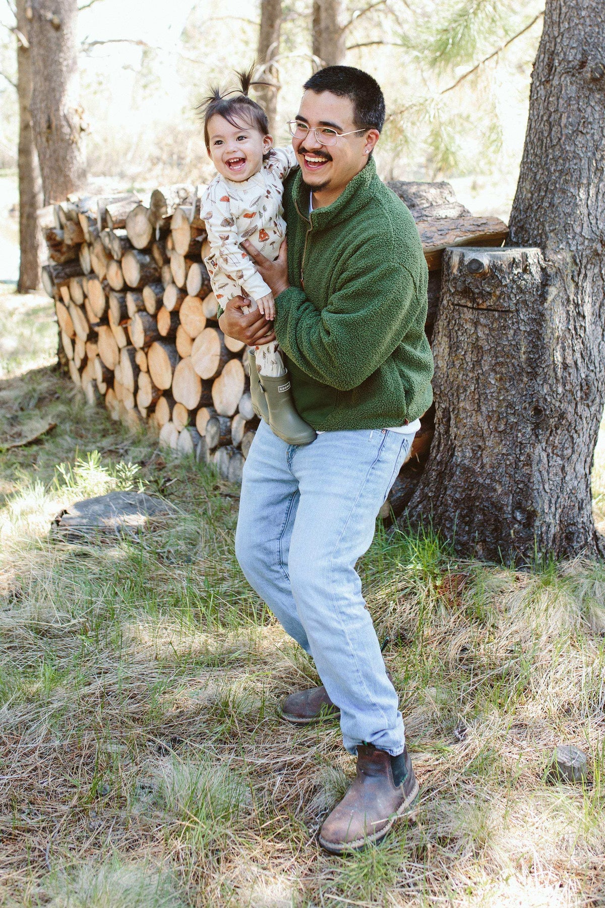 Adult Sherpa Zip Pullover in forest green plush fleece with a half-zip collar and front pocket