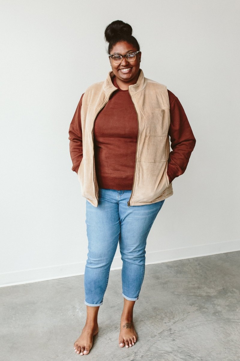 ADULT SHERPA/CORDUROY REVERSIBLE VEST | CHAMPIGNON - goumikids