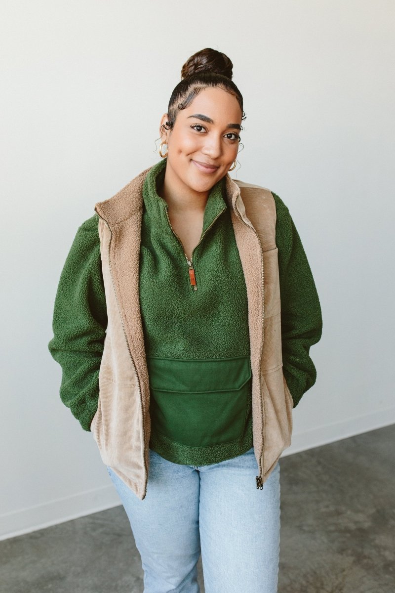 ADULT SHERPA/CORDUROY REVERSIBLE VEST | CHAMPIGNON - goumikids