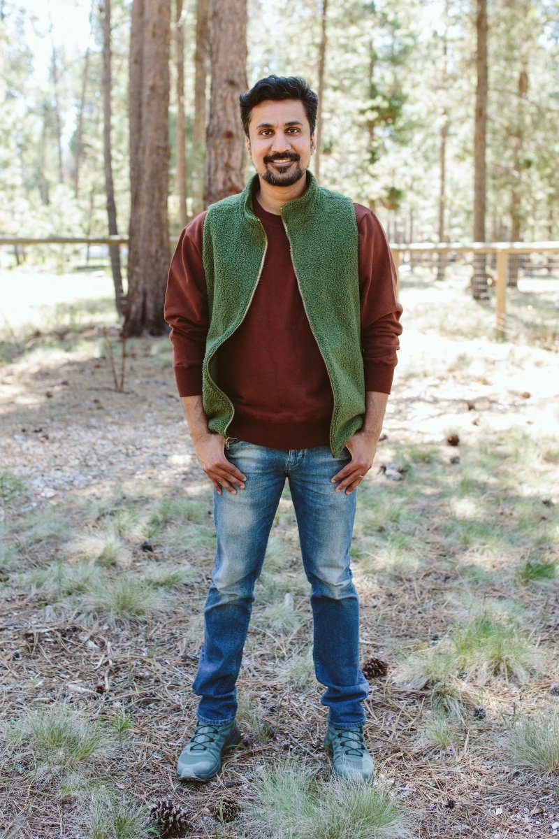 ADULT SHERPA/CORDUROY REVERSIBLE VEST | SPRUCE – goumikids