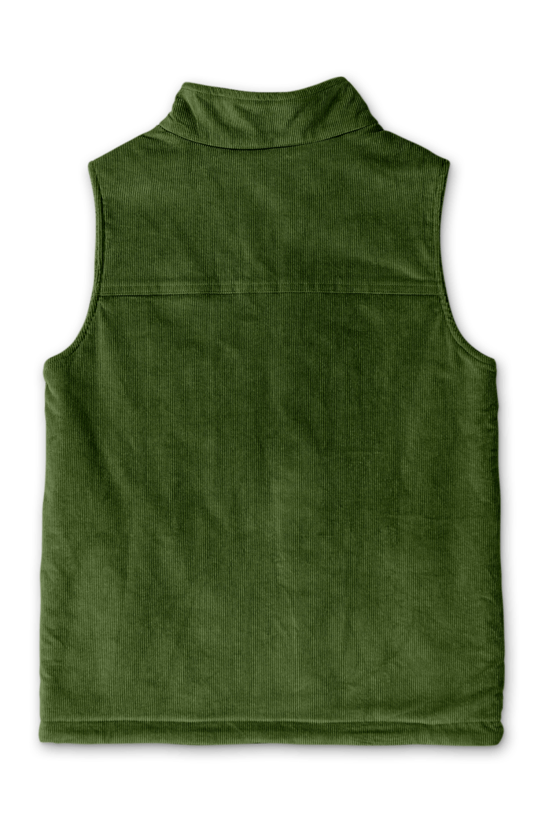 ADULT SHERPA/CORDUROY REVERSIBLE VEST | SPRUCE – goumikids