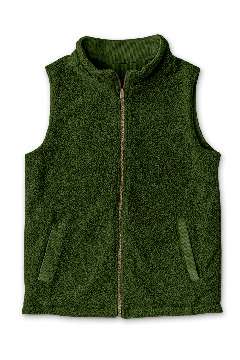 ADULT SHERPA/CORDUROY REVERSIBLE VEST | SPRUCE – goumikids