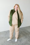 ADULT SHERPA/CORDUROY REVERSIBLE VEST | SPRUCE - goumikids