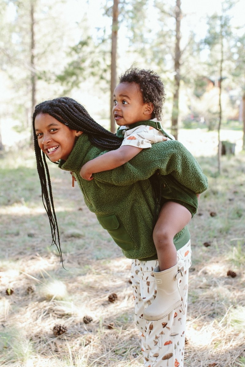 BIG KID SHERPA ZIP PULLOVER | SPRUCE - goumikids