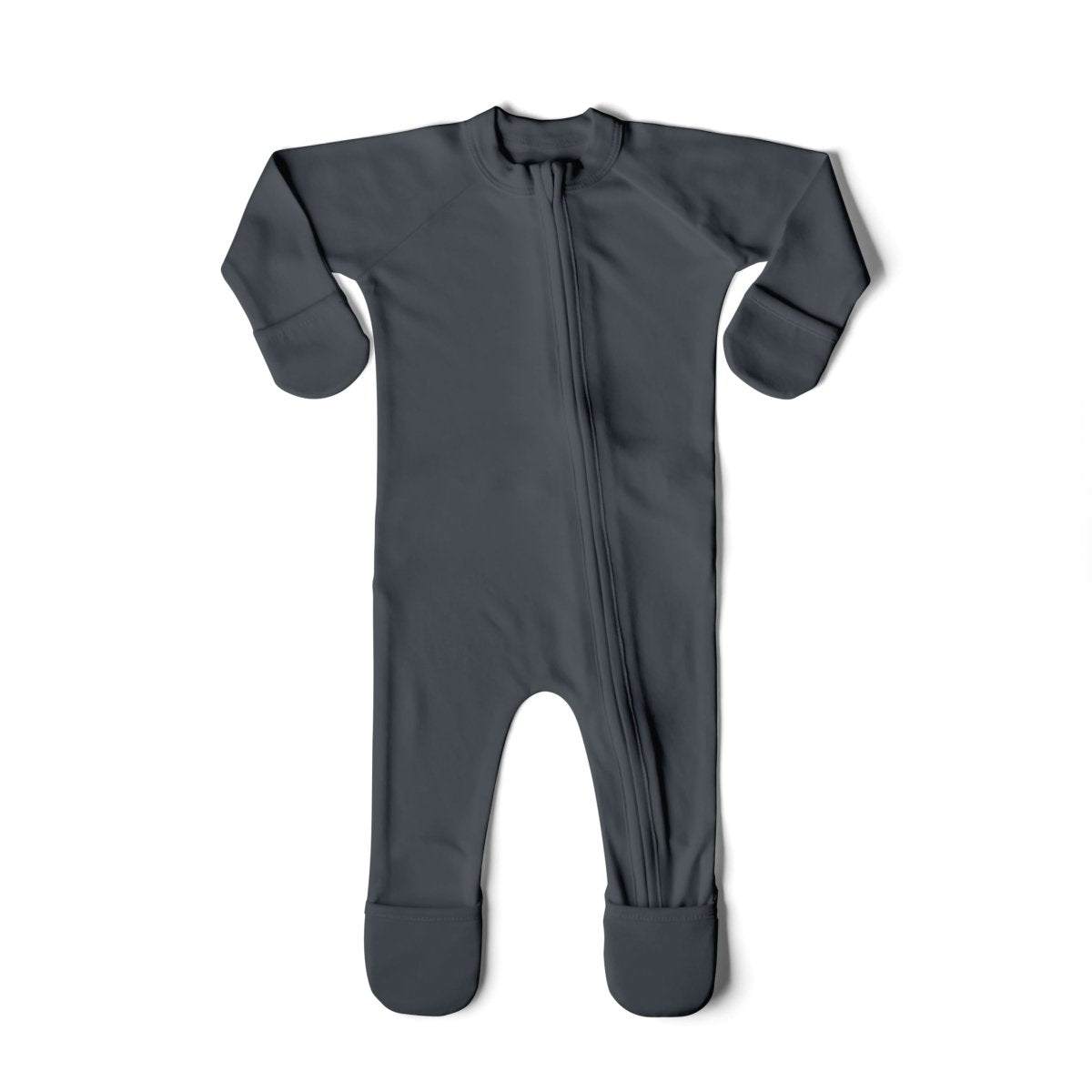 GROW WITH YOU FOOTIE baby convertible jumpsuit in midnight black bamboo blend with foldover mitts and feet