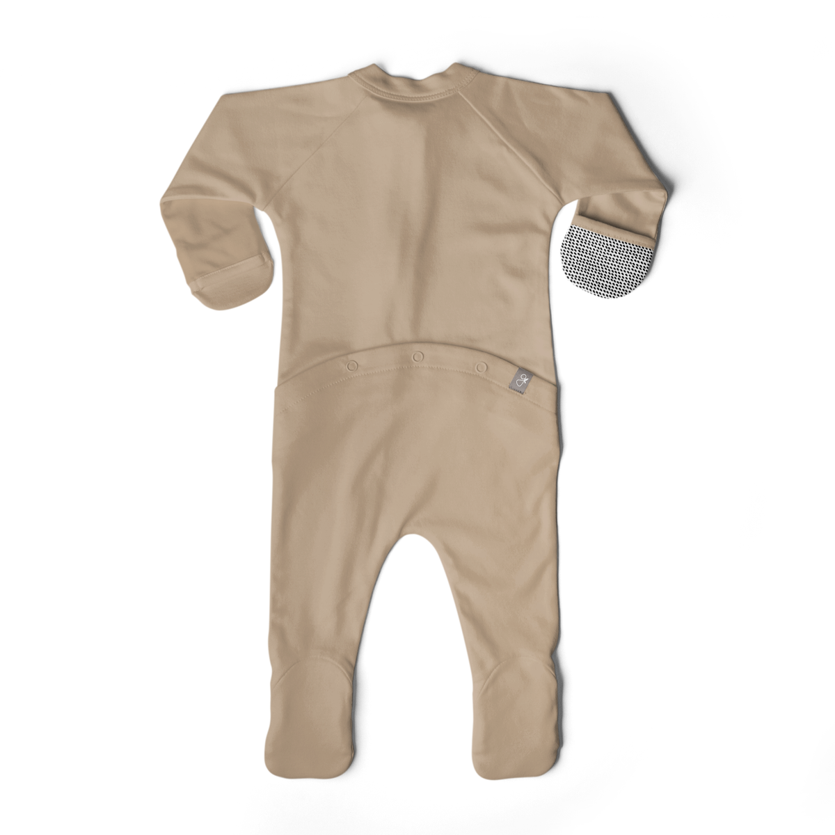 GROW WITH YOU FOOTIE baby sandstone bamboo cotton romper with built-in mitts and convertible foot design