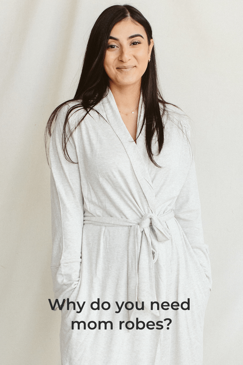 SECOND CHANCE WOMENS ROBE in pale gray terry fabric with a wrap front, waist tie, and long sleeves