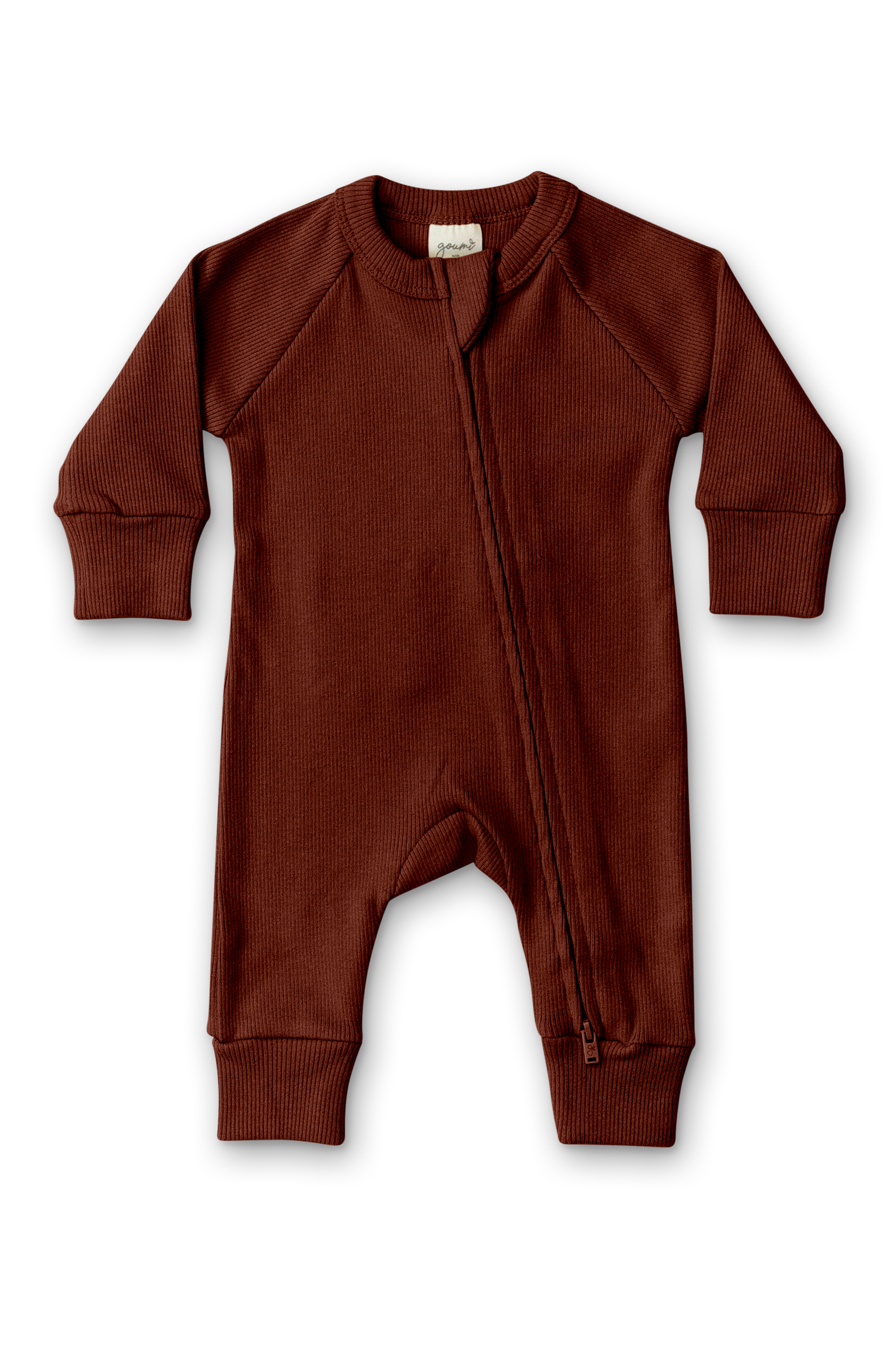 L/S RIB KNIT ZIPPER ONEPIECE | REDWOOD