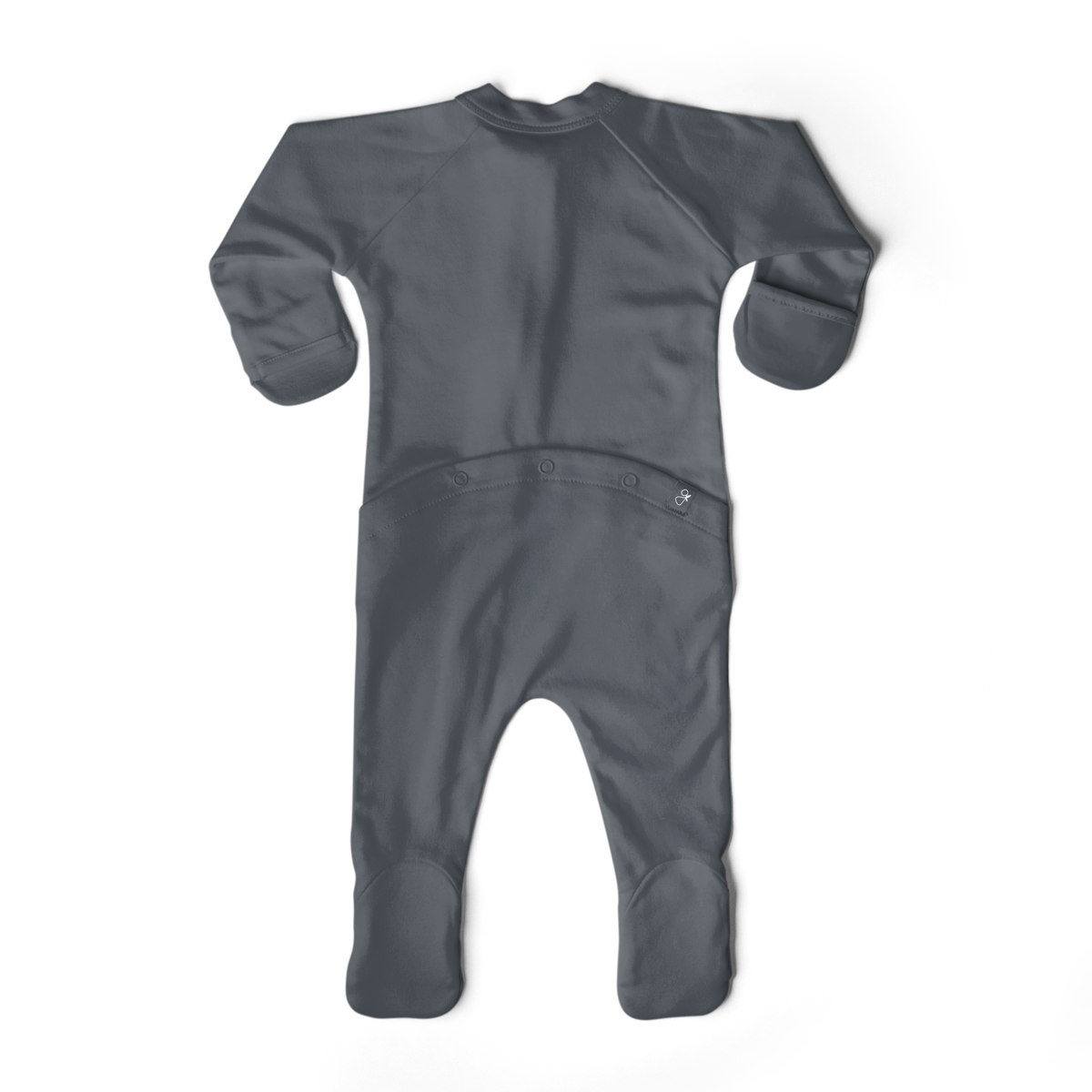 Welcome Home Set baby convertible gown in solid charcoal gray, with long sleeves, fold-over mitts and covered feet