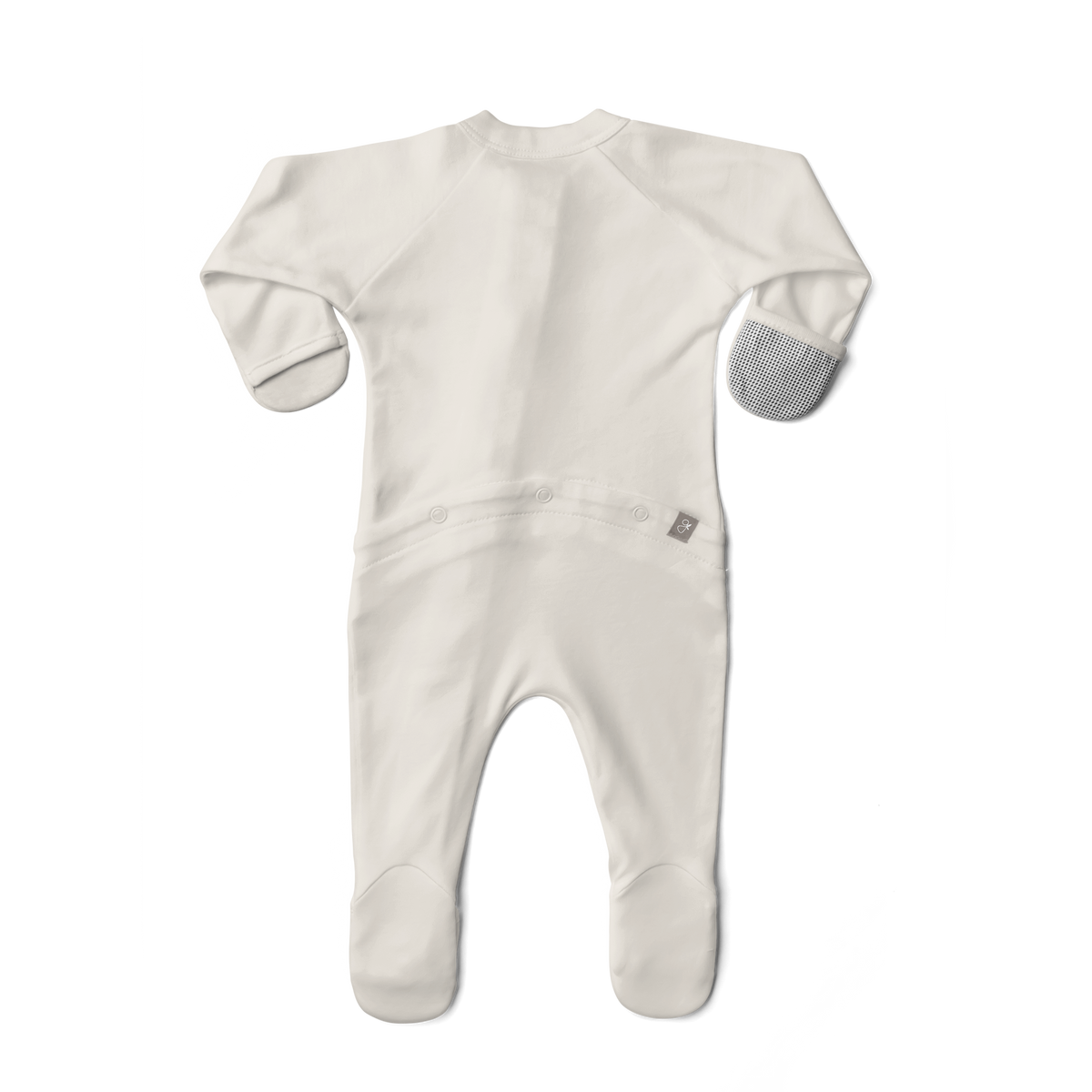 Welcome Home Set baby convertible gown in soft ivory fabric with fold-over cuffs and snap closures