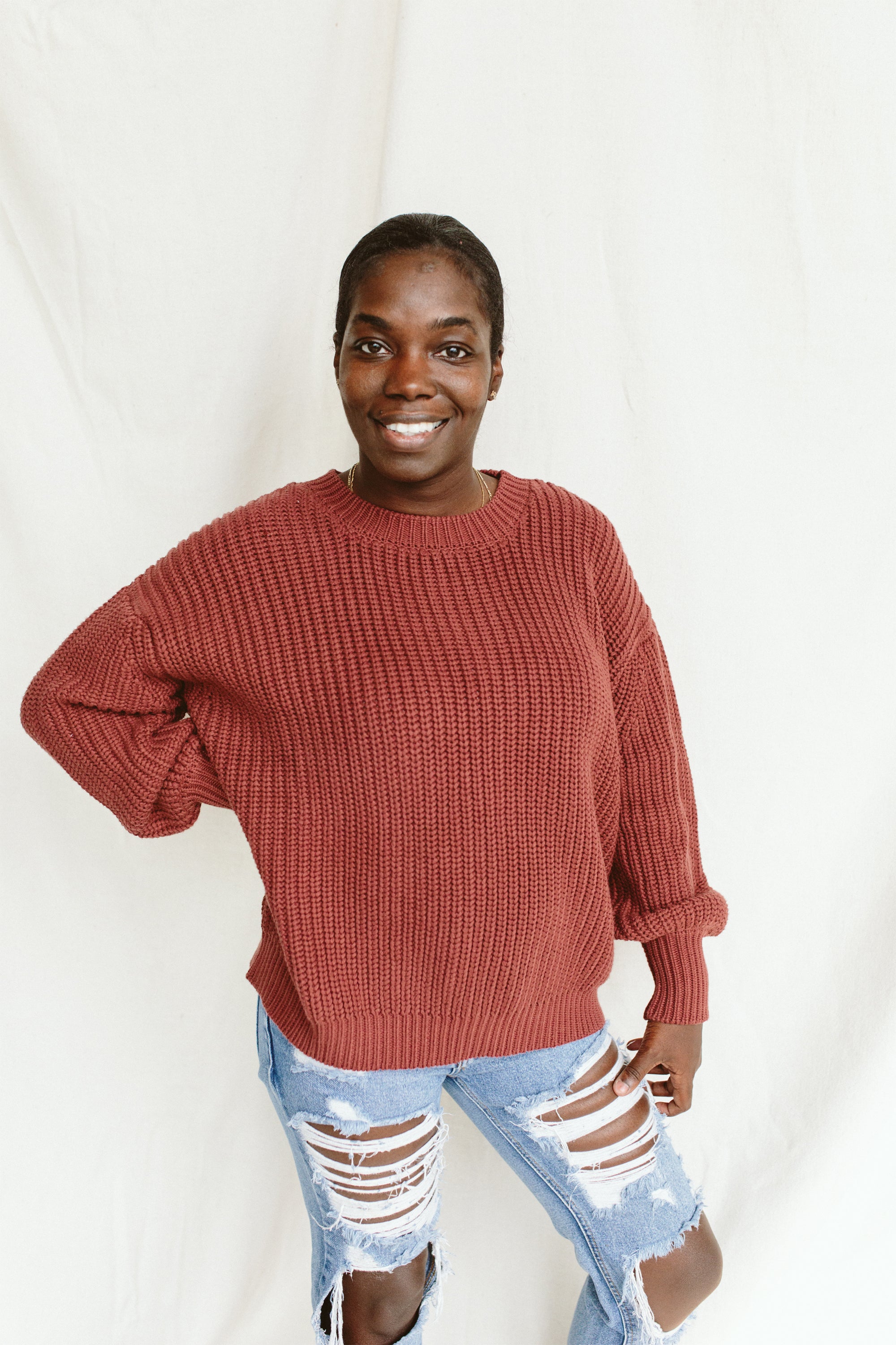 WOMENS CHUNKY KNIT SWEATER | HOT COCOA